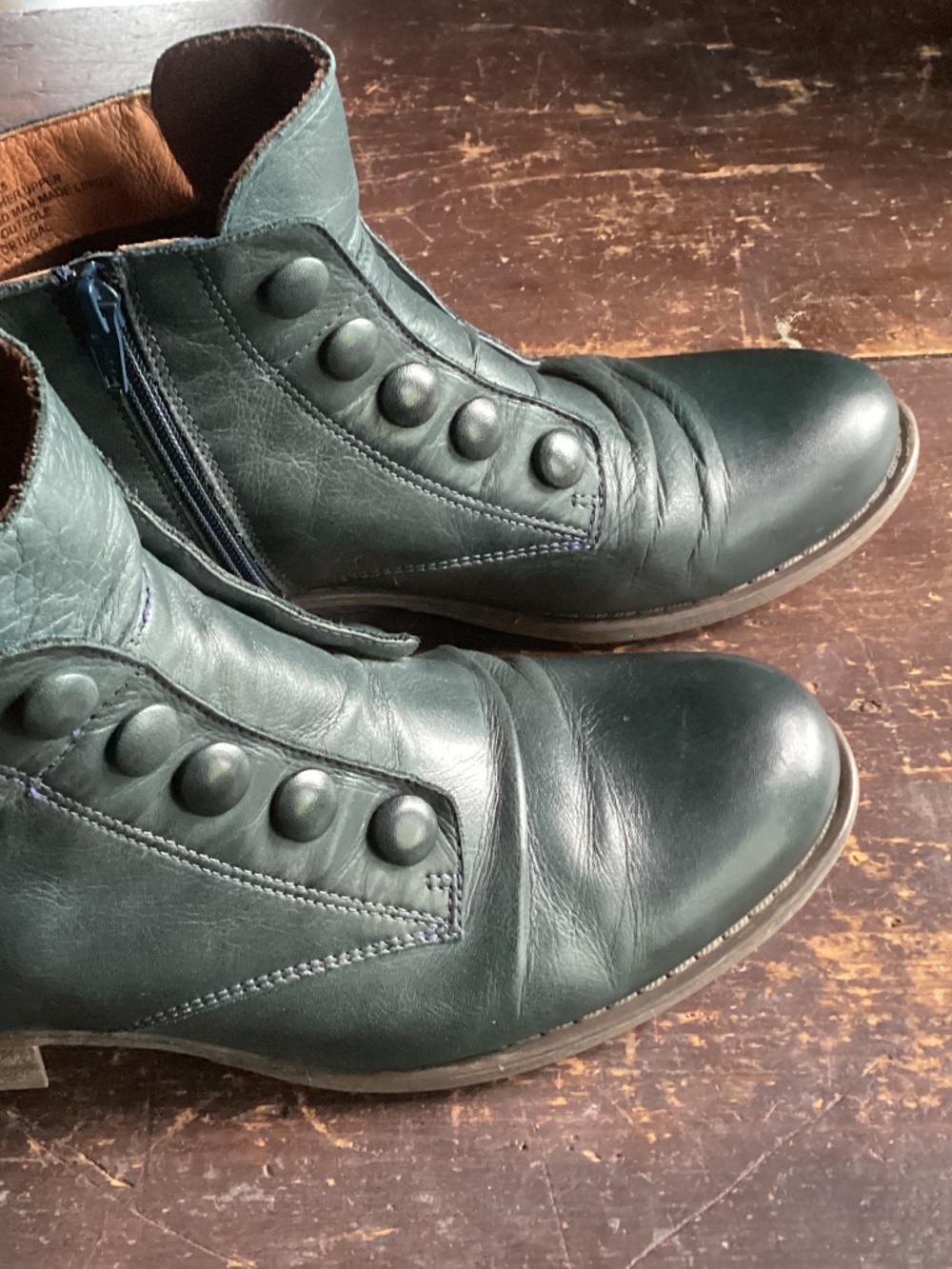MIZ MOOZ 9.5 ANKLE BOOTS GREEN EDWARDIAN VICTORIAN STYLE LEATHER